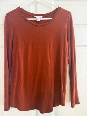 Forever 21 Women's Long-Sleeve Crewneck Top - Rust